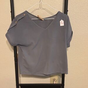 Women's Blue V-Neck Top